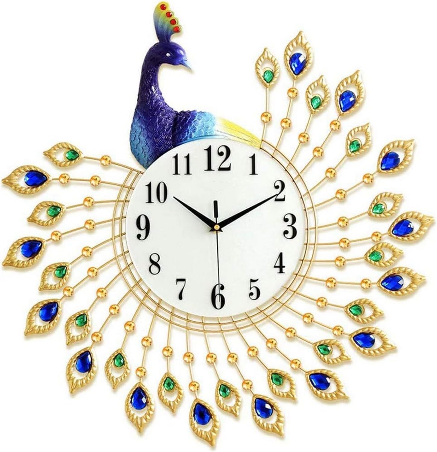 SaryEdge Wall Clock Peacock Wall Clock,Silent Living Room Decoration European Style Wall Clock Art Decoration Wall Clock,