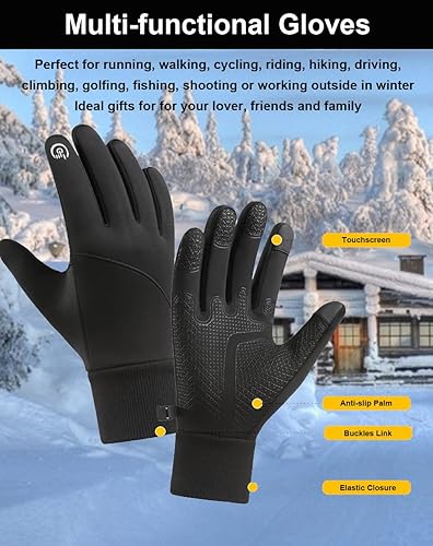 Miniatura 4 de Guantes de invierno para hombres y mujeres, para pantalla táctil, cálidos e impermeables, para correr, ciclismo y conducción
