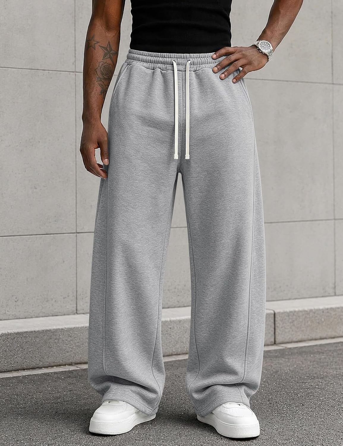 Ugerlov Men's Baggy Barrel Leg Fleece Lined Sweatpants