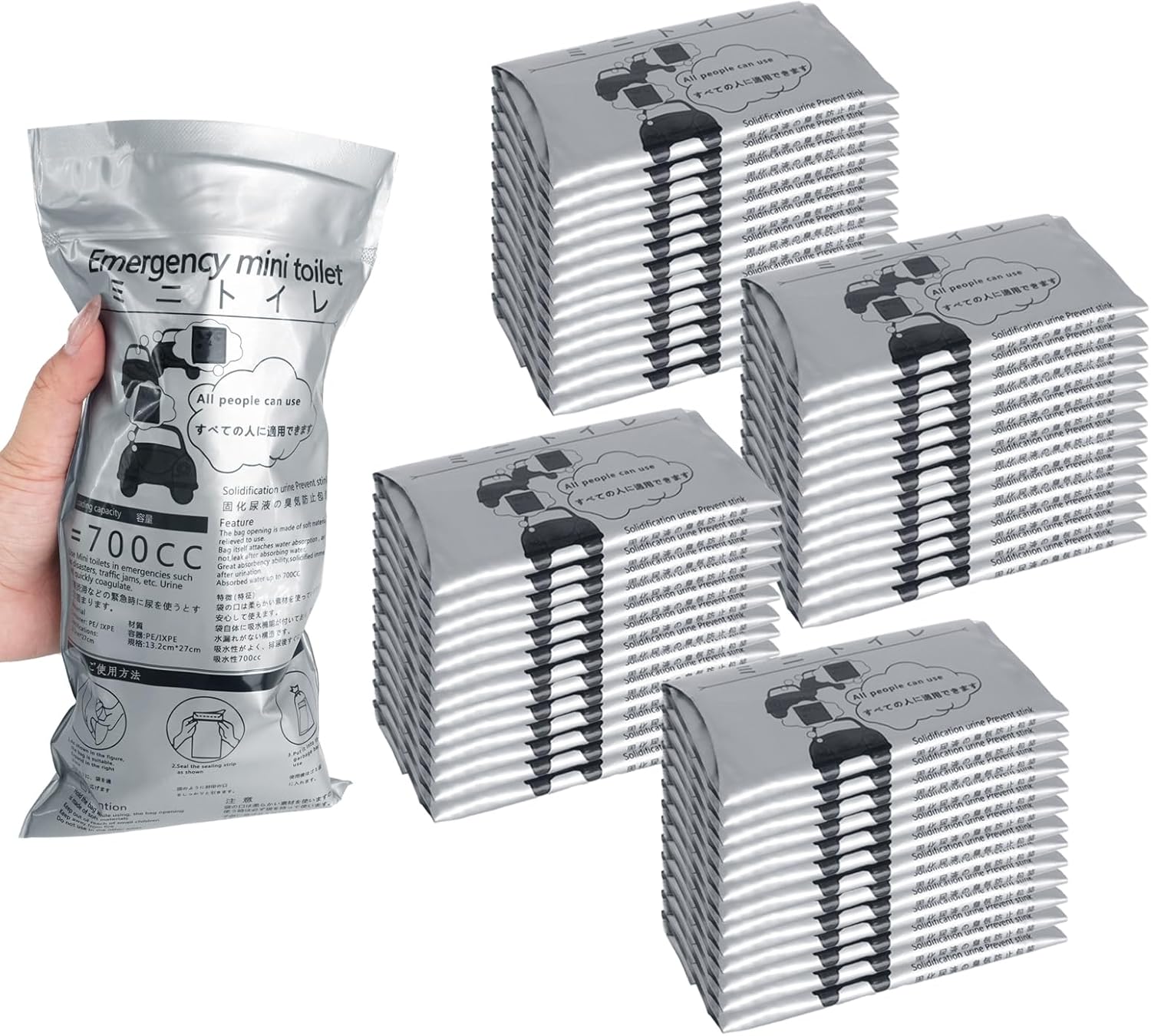 52 Pcs Disposable Urinal Bag Mini Travel Unisex Urinal Vomit Bag Portable Emergency Toilet Pee for Women Men Kids Patient Hiking Camping Traffic Jam Emergency