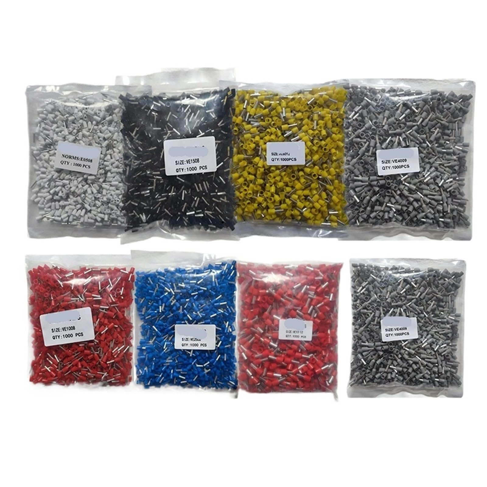 1000 Stück E0508 ​​E7508 E1008 E1508 E2508 Klemmenblock(E6012,Black 1000pcs)