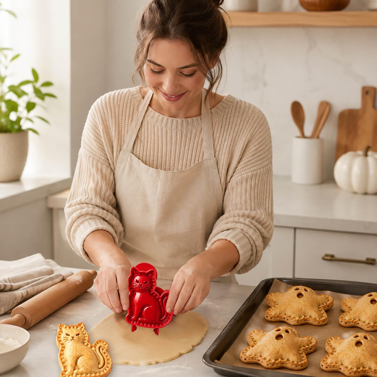 Juego de mini moldes para tartas de mano de Halloween, suministros para