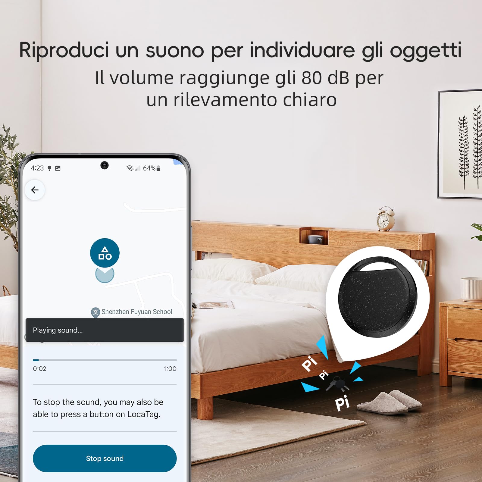RSH Android Bluetooth Tracker Smart Tag, Works with Google Find Hub, 4 Pack, Key Finder for Wallet/Luggage/Backpack, Android Only, Loud Beep, Last Known Location (Schwarz)