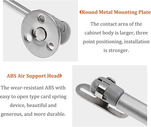 Miniatura 6 de Hxchen 4 bisagras de gabinete de soporte hidráulico, 8 pulgadas, 120 N, tapa de cierre suave y amortiguador telescópico para puerta de gabinete de