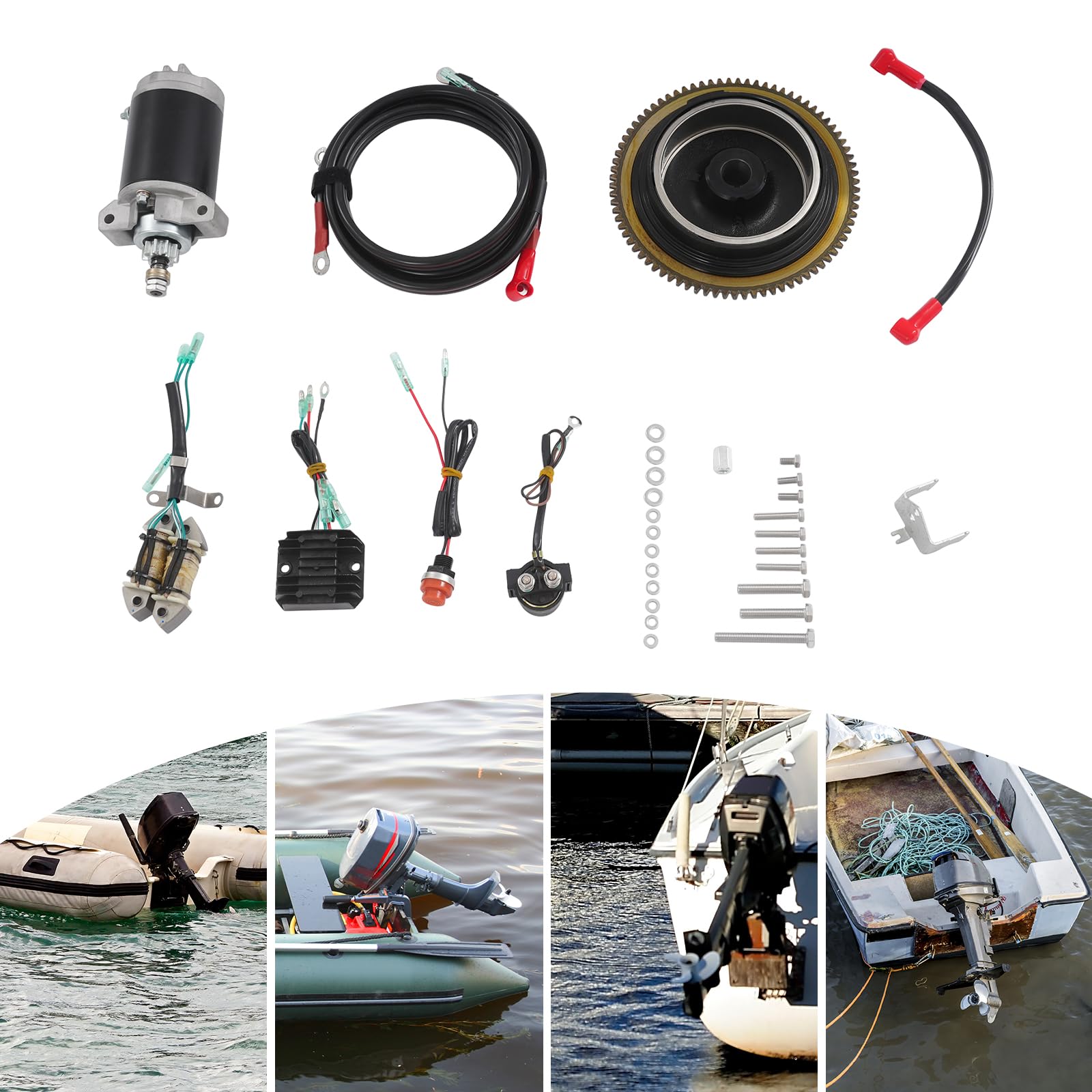 Set completo per motore fuoribordo elettrico per 4 tempi, 15 CV, avviamento elettrico fuoribordo con avviamento e volano, durevole e affidabile
