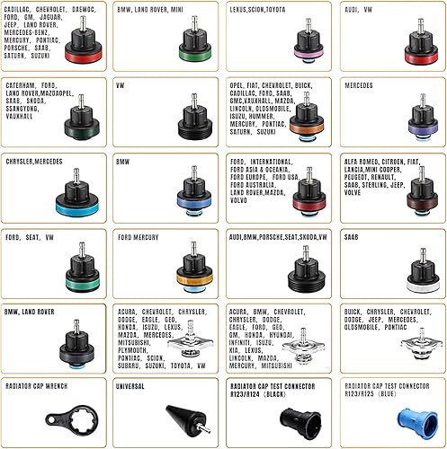 Miniatura 2 de Probador de presión de radiador y kit de recarga de vacío de refrigerante, herramienta universal de 28 piezas para sistema de enfriamiento de