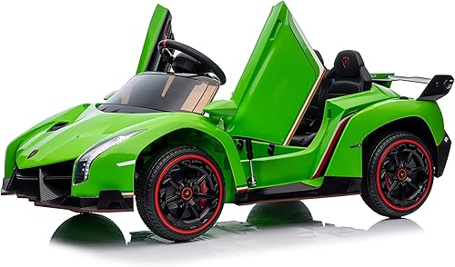 Miniatura 6 de sopbost Lamborghini - Auto de paseo con licencia de 12 V con control remoto 4WD alimentado por batería para niños, vehículo eléctrico de juguete