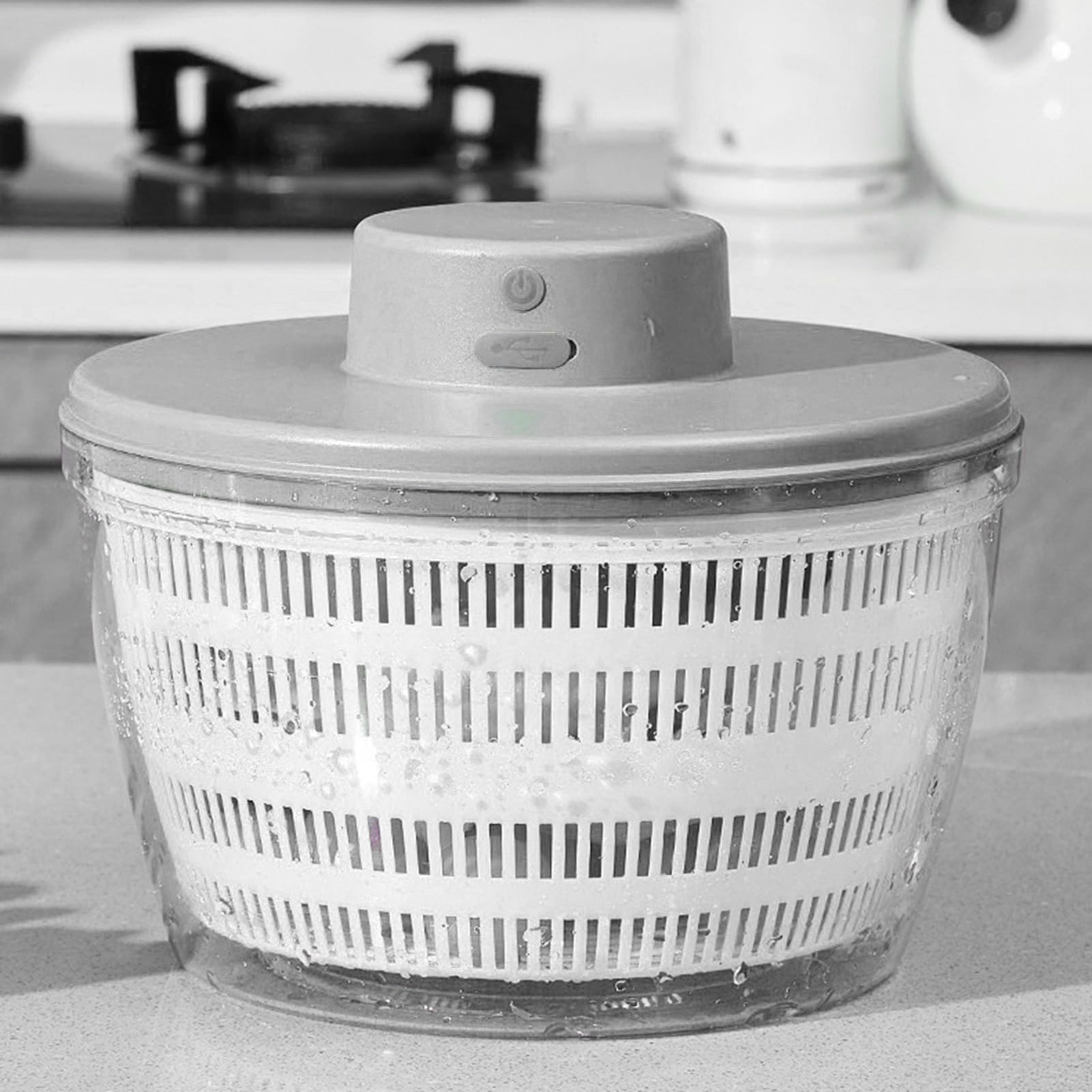Centrifuga per Insalata, Asciuga Verdure Compatto Automatico di Grande capacità da 4 Litri, Centrifuga per Lattuga con Base Antiscivolo per Frutta, Verdura, Lavaggio, Asciugatura, Domestica