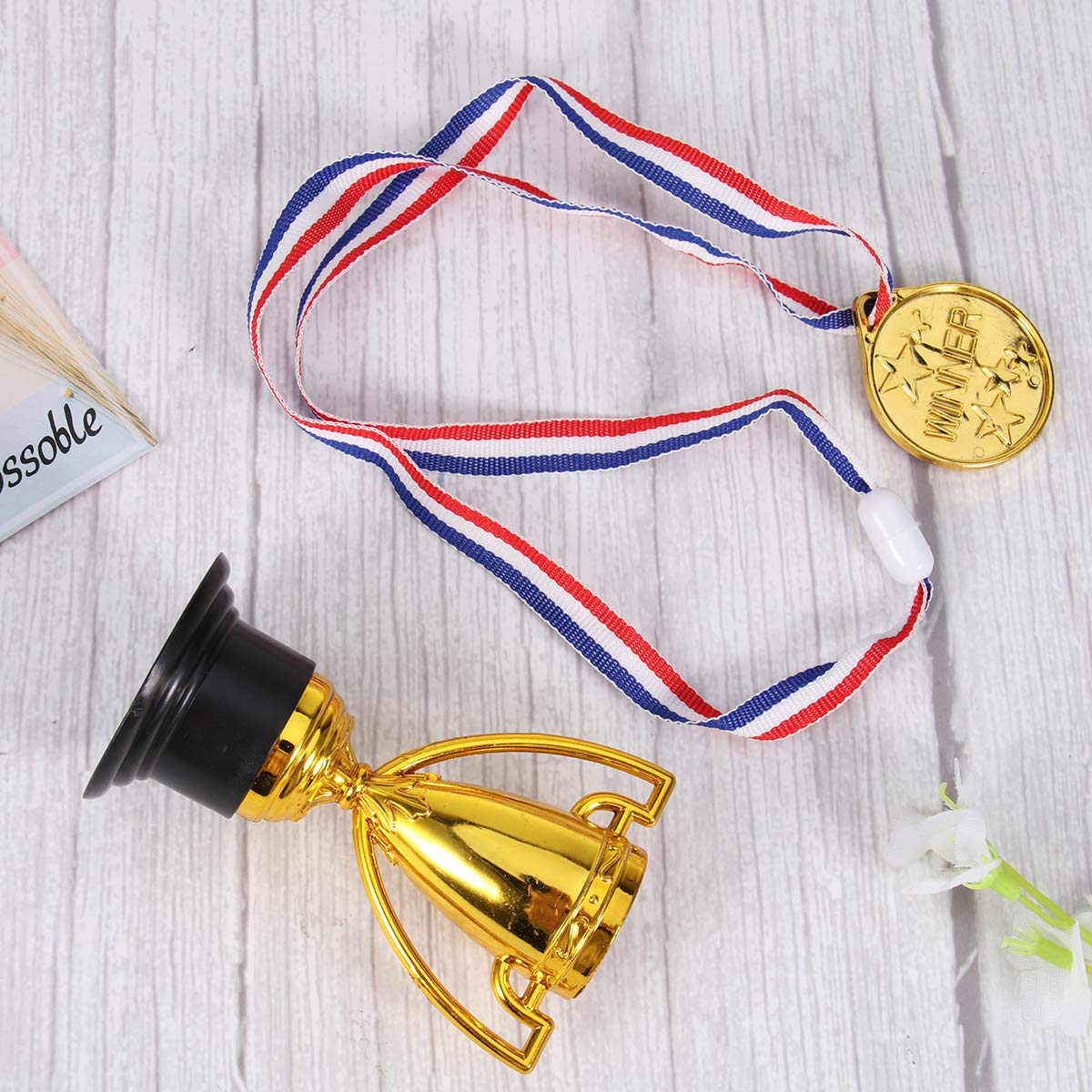 TOYMYTOY Golden Toy Trophy Award Medals Set 12 Pieces Winner Medals