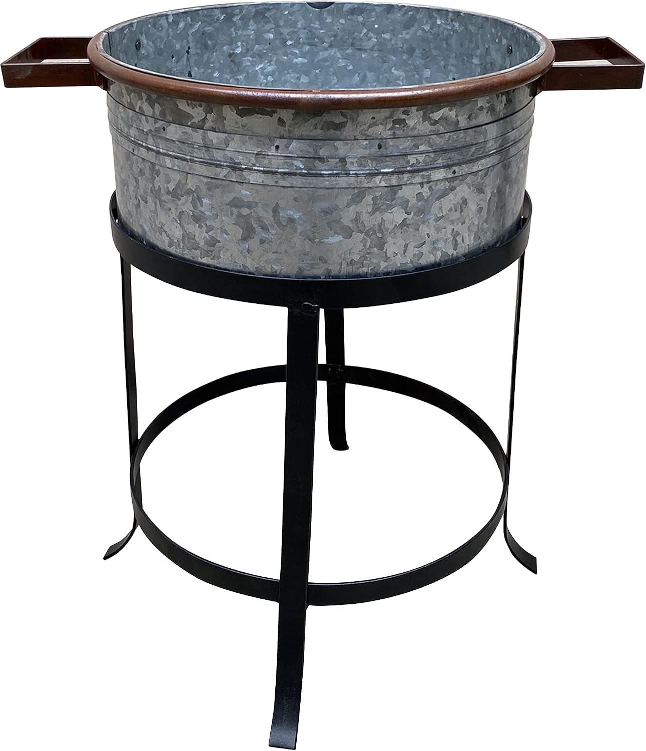 TUP THE URBAN PORT Rustic Industrial Tub Planter Set with Stand - Durable, Stylish, and Space-Saving.