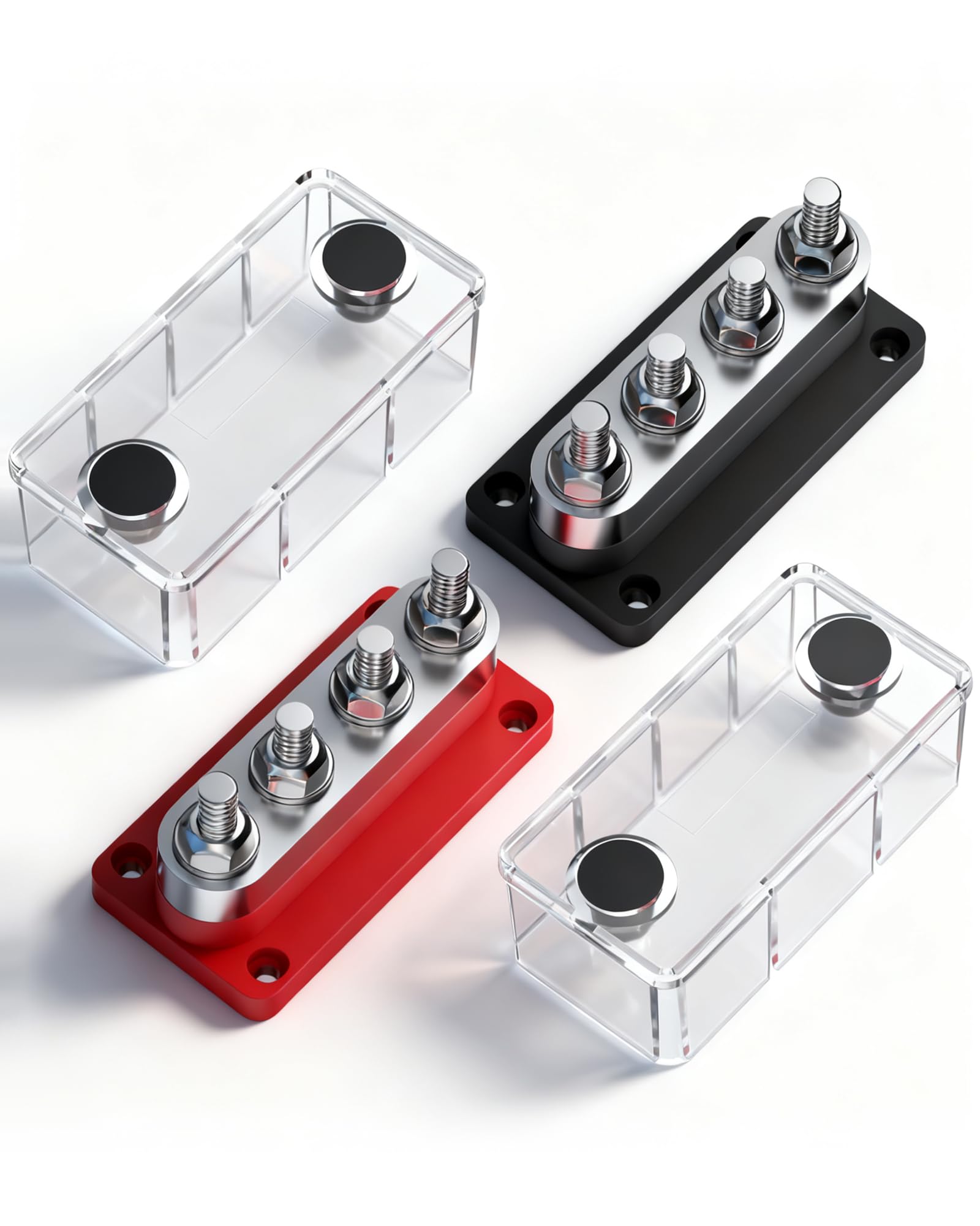 IZTOSS 600 A Sammelschiene, 0,95 cm, Hochleistungs-Hochstrom-Stromverteilerblock, 48 V, 4 x M10-Modul-Design, Klemmbolzen, Batterie-Abzweigblock für Batterie, Marine, Wohnmobil, LKW, 2 Stück