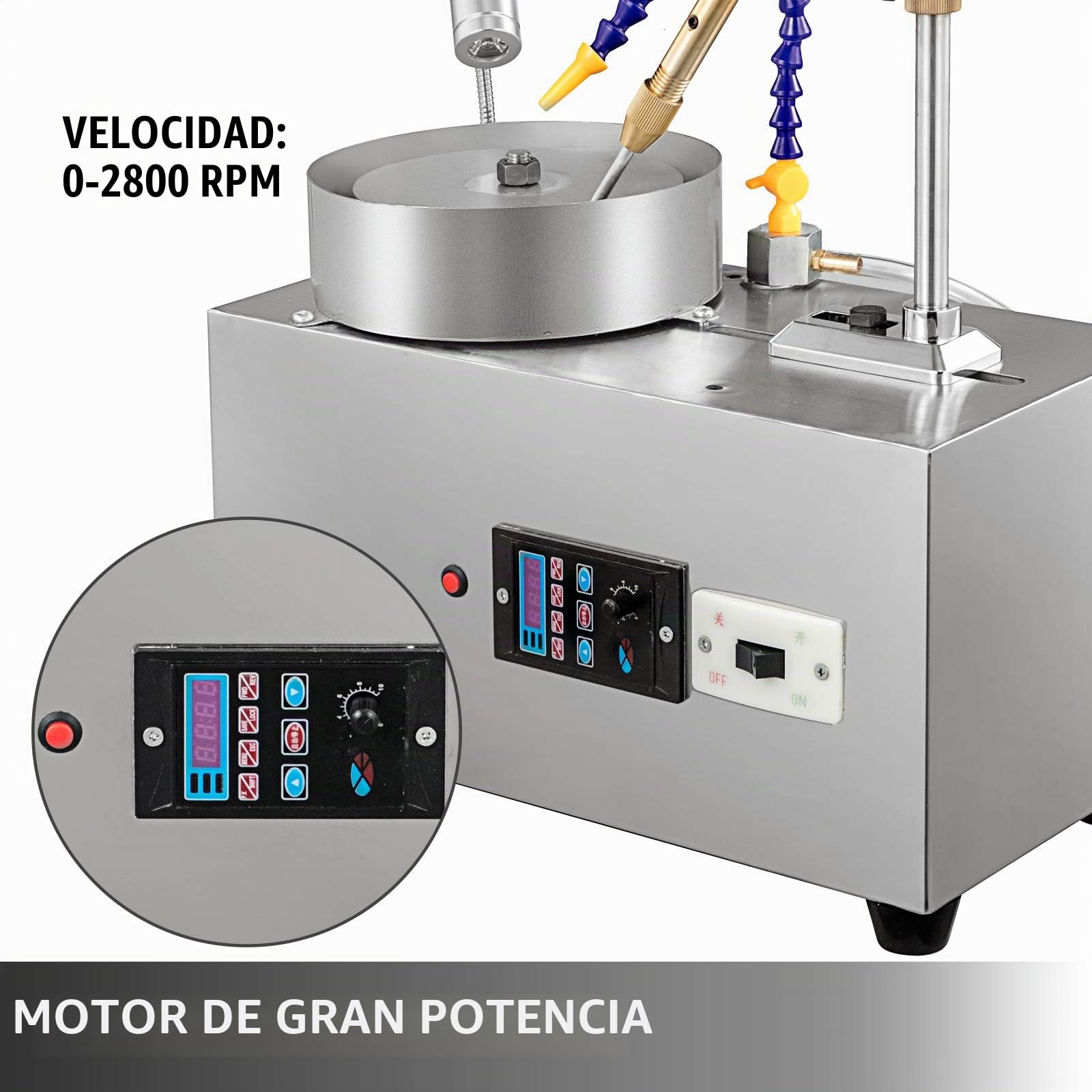 VEVOR Máquina de Facetado de Gemas, Pulidora de Roca y Joyas, Máquina de facturación de Gemas Jade plana, 2800RPM