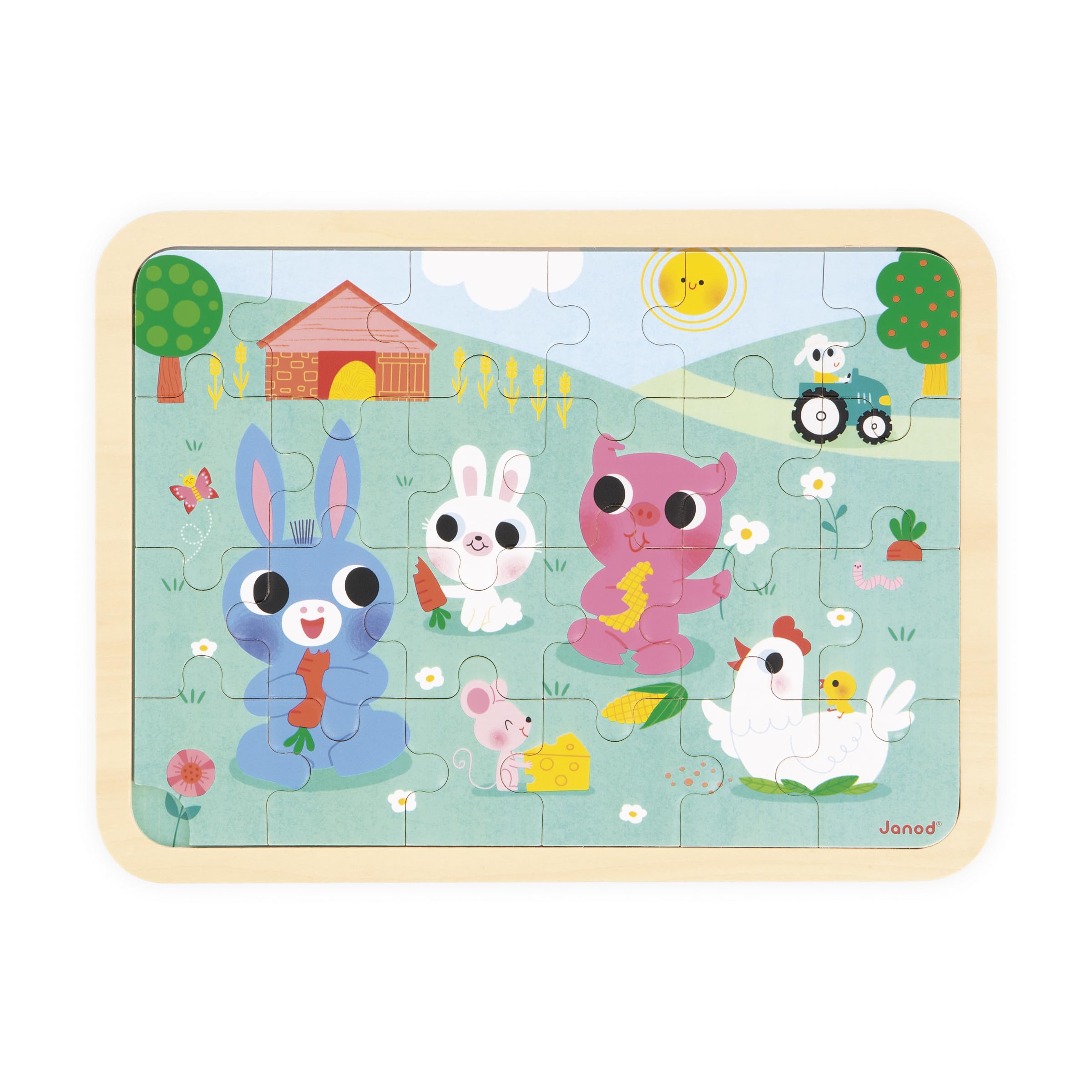 Janod, Wooden Puzzle 24 Pieces Children From 4 years, Farm Theme, Model included + 5 Errors Game on the Board - Image 2