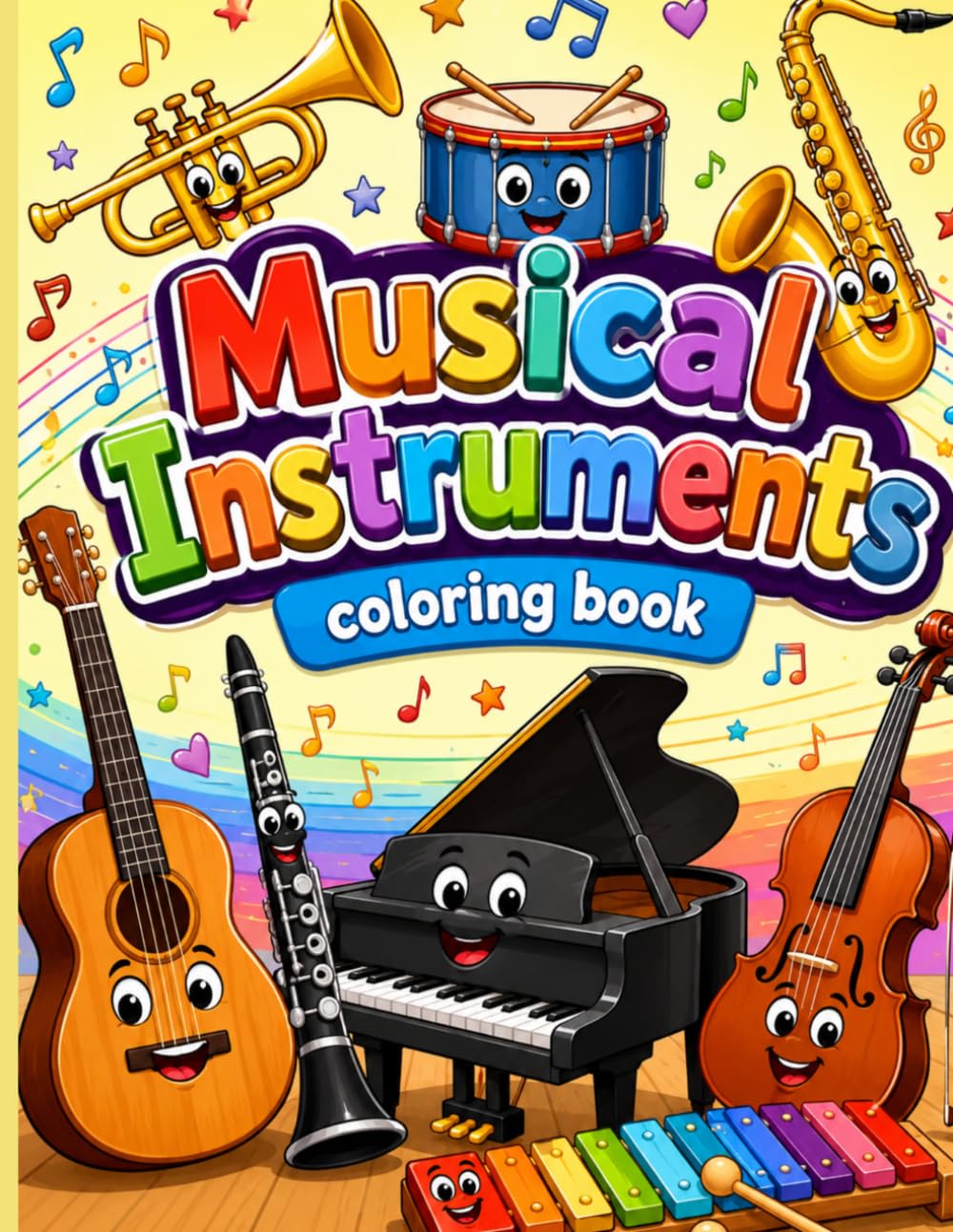 Musical Instruments Coloring Book: Fun and Easy Coloring Pages for Kids Ages 3–8