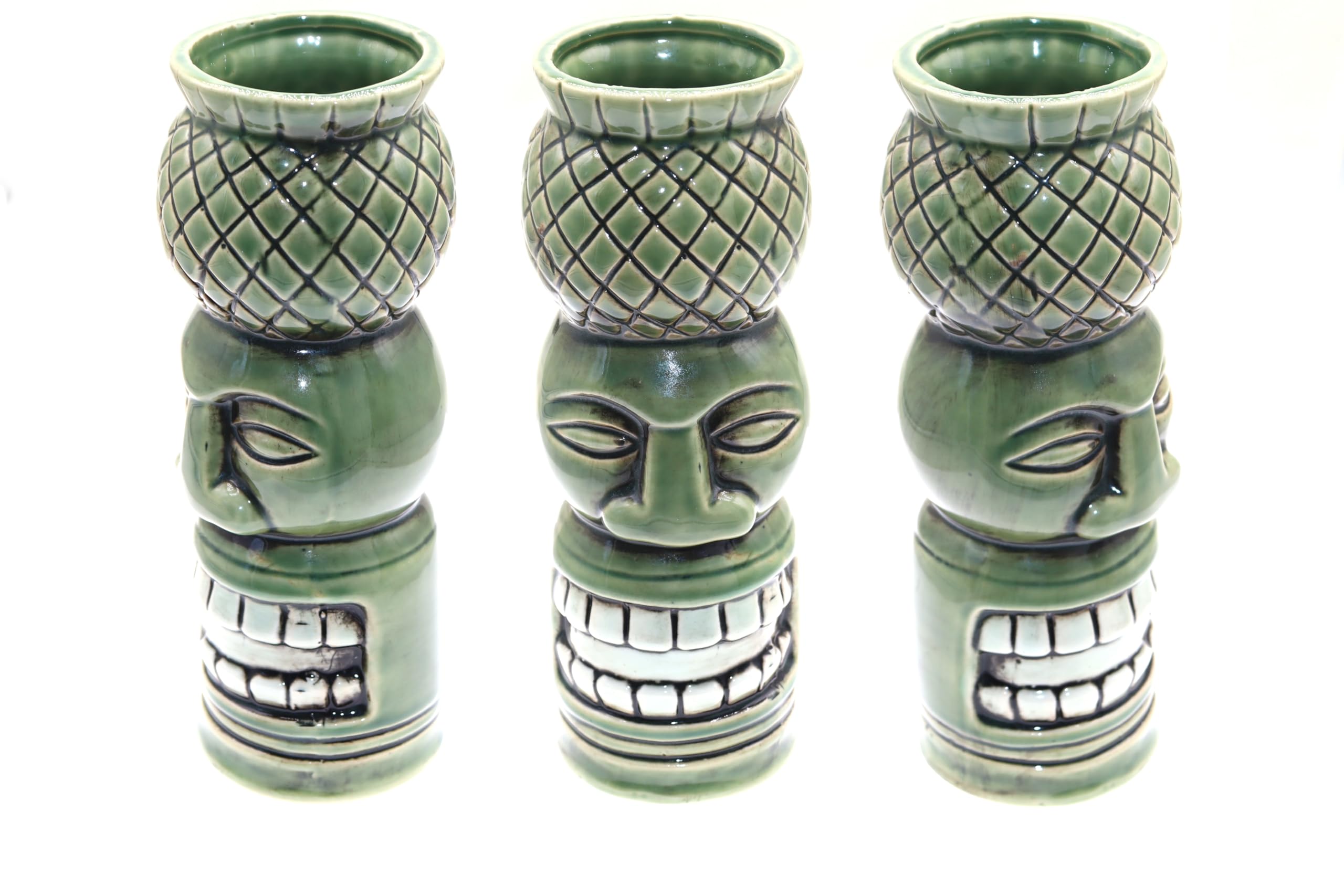 Set de 4 Tiki Mug Tropical Verre à Cocktails TIKIS Lot de Tasses en Céramique Inspiration Culture Polynésienne Boissons Exotiques et Tropicales hawaïenne cocktail