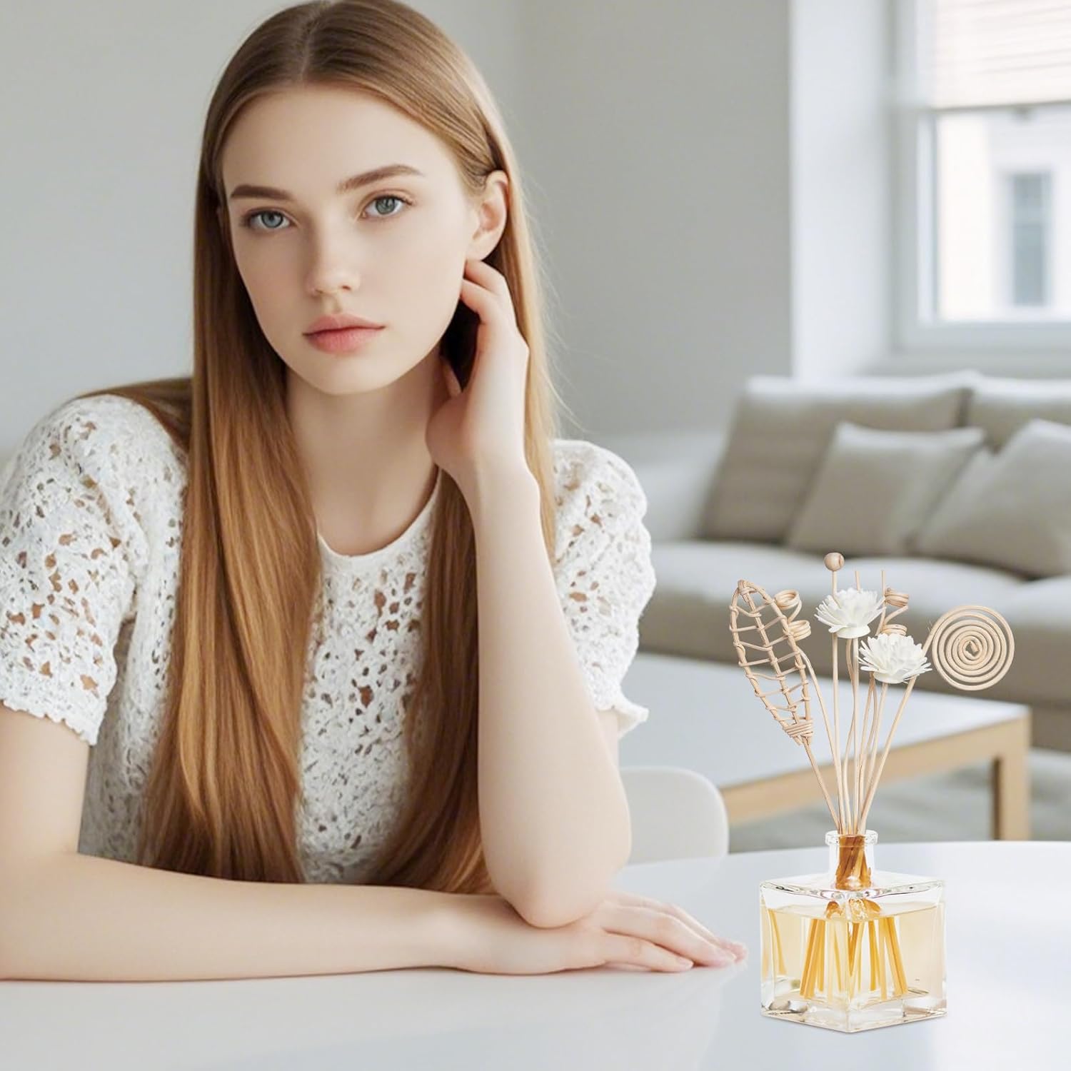 12 Pcs Reed Diffuser Sticks Rattan Flower Reed Fragrance Diffuser Set Diffuser Sticks for Office Home Decor - Image 5