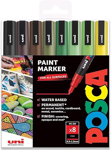 POSCA Coloring - PC-3M Earth Tonos - Juego de 8 - En caja de regalo