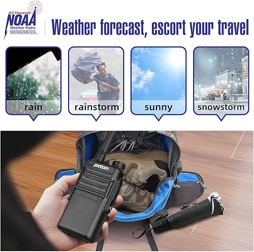 Miniatura 7 de pxton Walkie talkies impermeables de largo alcance para adultos, trabajo y al aire libre con auriculares y base de carga rápida, radio bidireccional