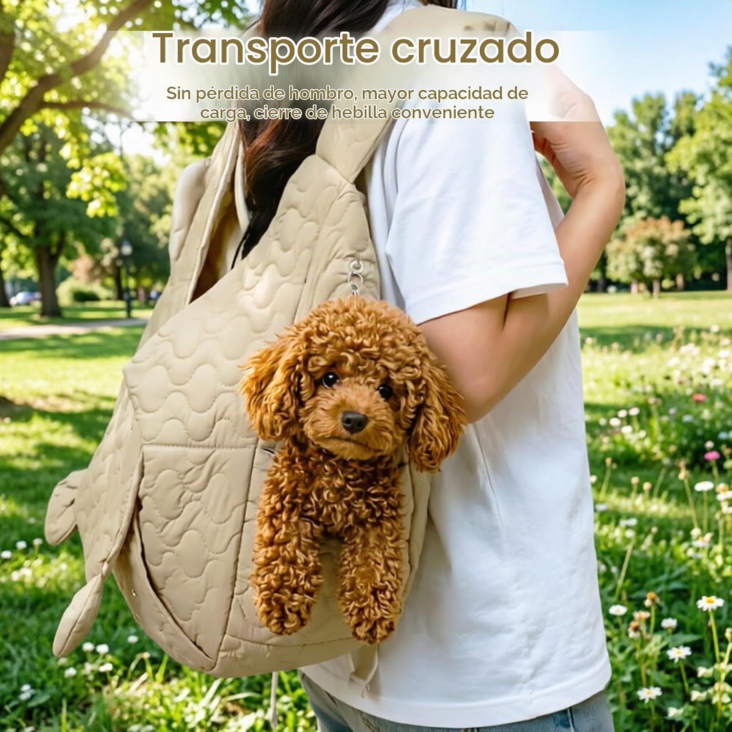 HoldOneLight Mochila Transportín para Perros y Gatos Bolsa Manos Libres para Perros Pequeños hasta 10 kg con Correa Ajustable