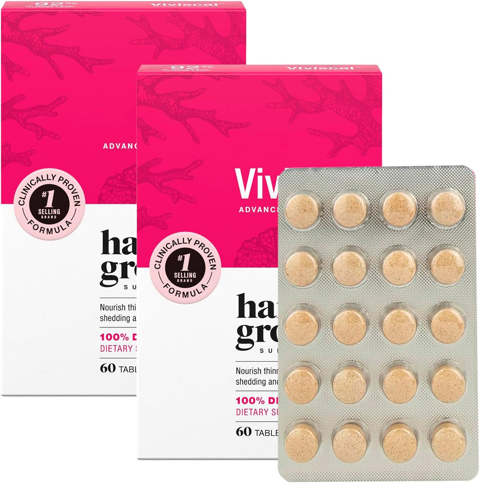 Hair Growth Supplement for Women (Pack of 2) - 120 Tablets - for Thicker - Fuller Hair - Nourishes Thinning Hair & Reduces Shedding – 2 Month Supply