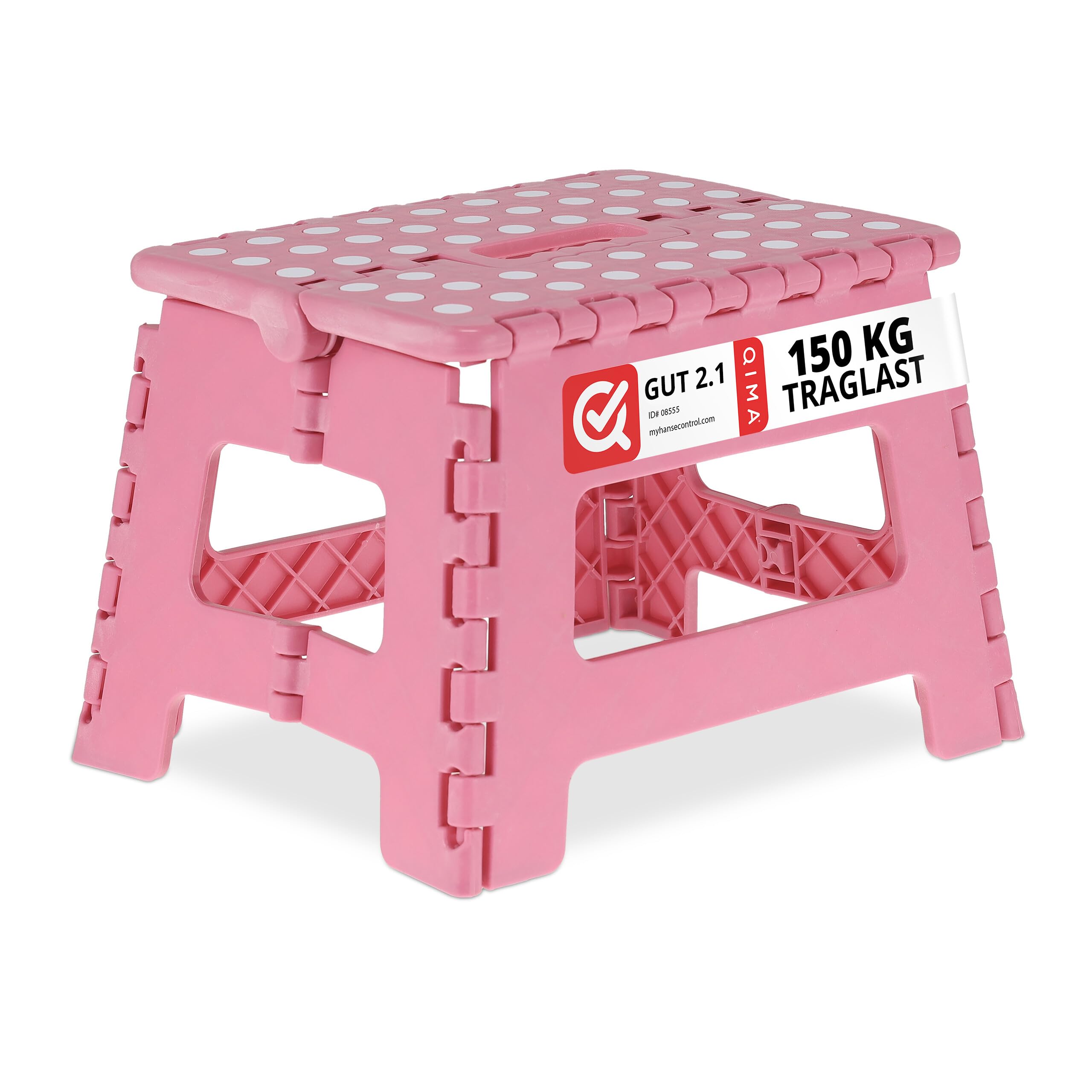 Opstapkruk, inklapbaar, 39 cm hoog, ergonomische klapkruk, opvouwbaar, stabiel, anti-slip pads, 220 kg belastbaarheid, ideaal voor keuken, badkamer, camping, kinderen