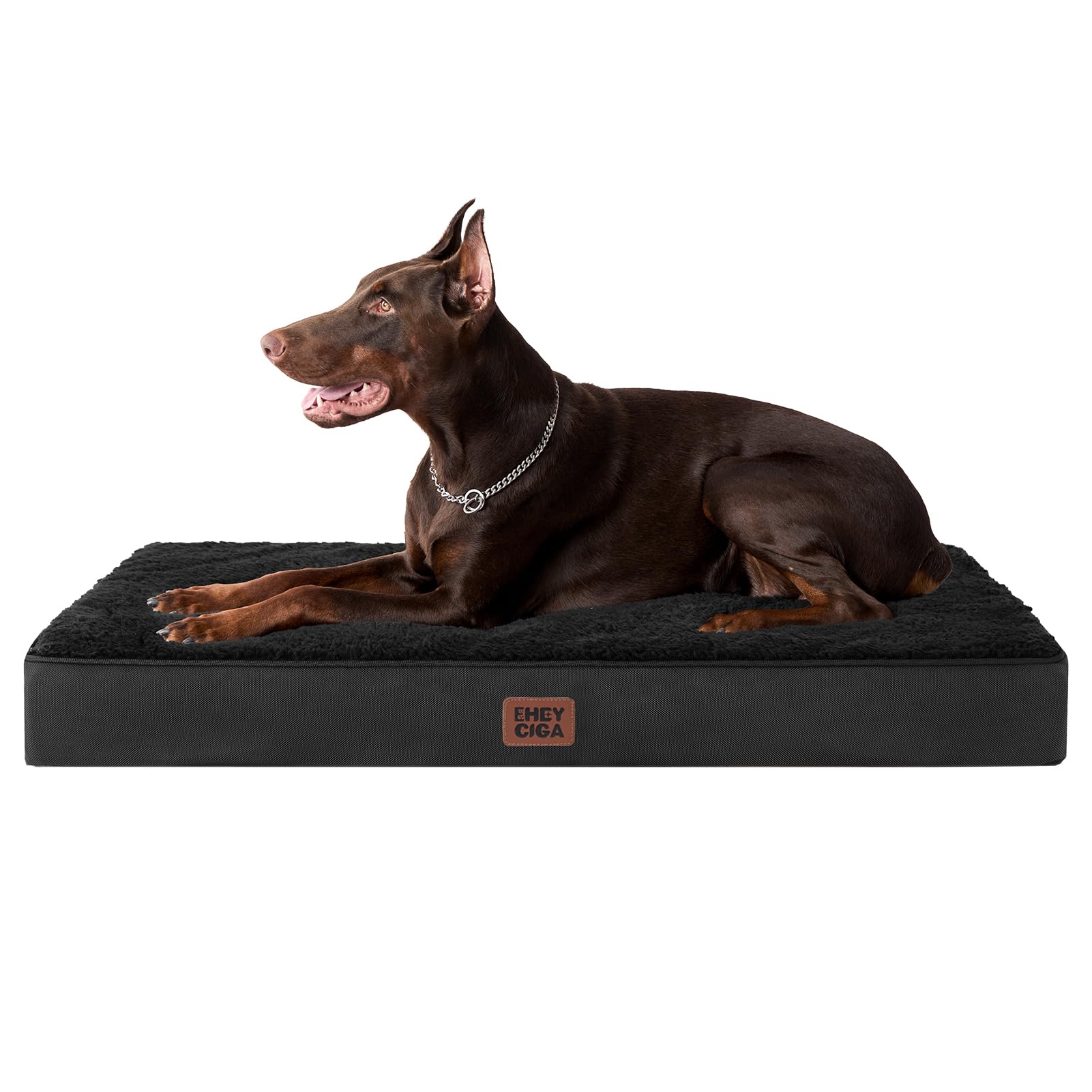EHEYCIGA Cuccia Cane Interno Taglia Grande XL, (112L x 81W cm) Ortopedica Cuscino per Cani, Cuscino Cane Sfoderabile e Lavabile, Ortopedico Lettino per Cani, Orthopedic Dog Bed, Nero