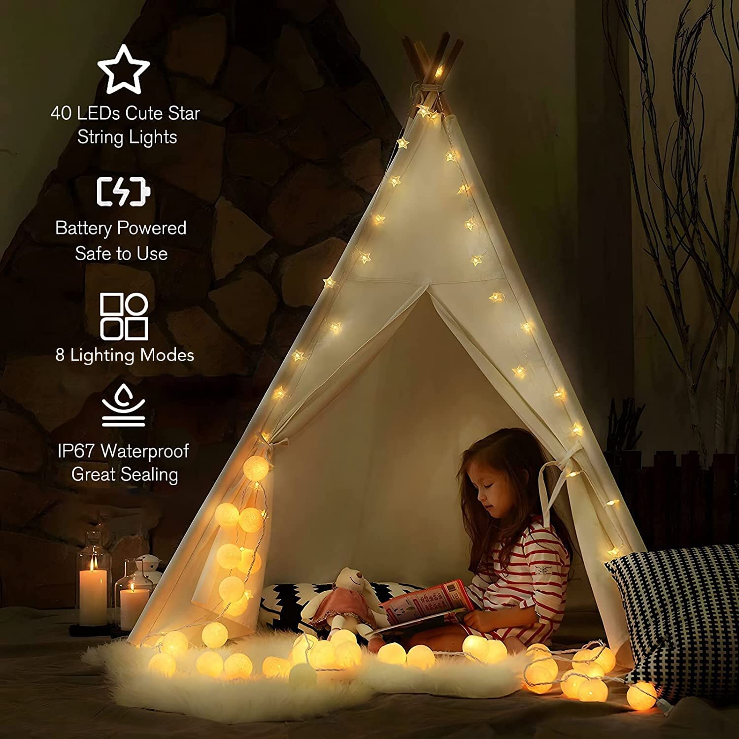 Anjaylia Guirnalda De Luces De Estrella, 100 Luces | Cuotas