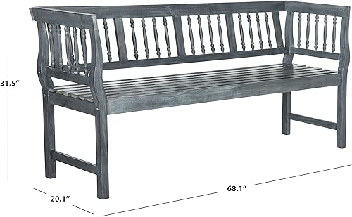 Vista 15 de SAFAVIEH PAT6732A - Banco de madera Brentwood para exteriores Antiguo/blanco