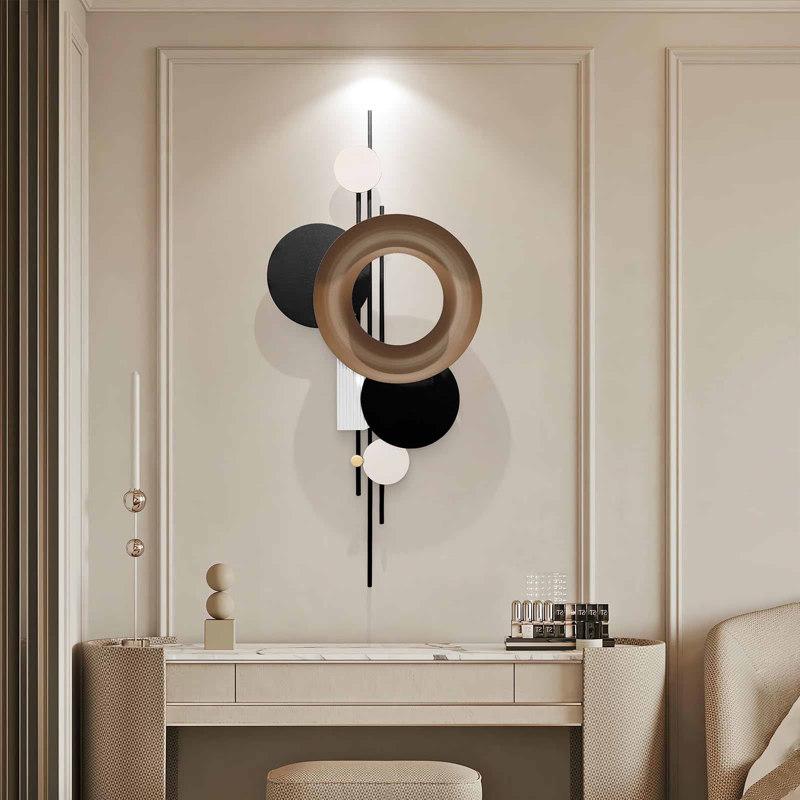 HEBOIX Decoración de pared de metal grande moderna arte de pared 3D esculturas de pared hechas a mano para colgar en la pared decoración de pared para sala de estar, comedor, dormitorio, entrada,