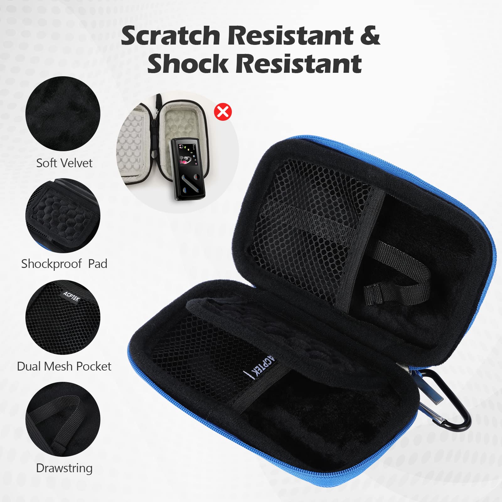 Compatibile con custodia per lettore MP3 MECHEN H11 Pro, custodia Blueshaweu in EVA resistente, antiurto e leggera, custodia protettiva compatibile con lettore MP3 MECHEN H11 Pro da 5 pollici (nero