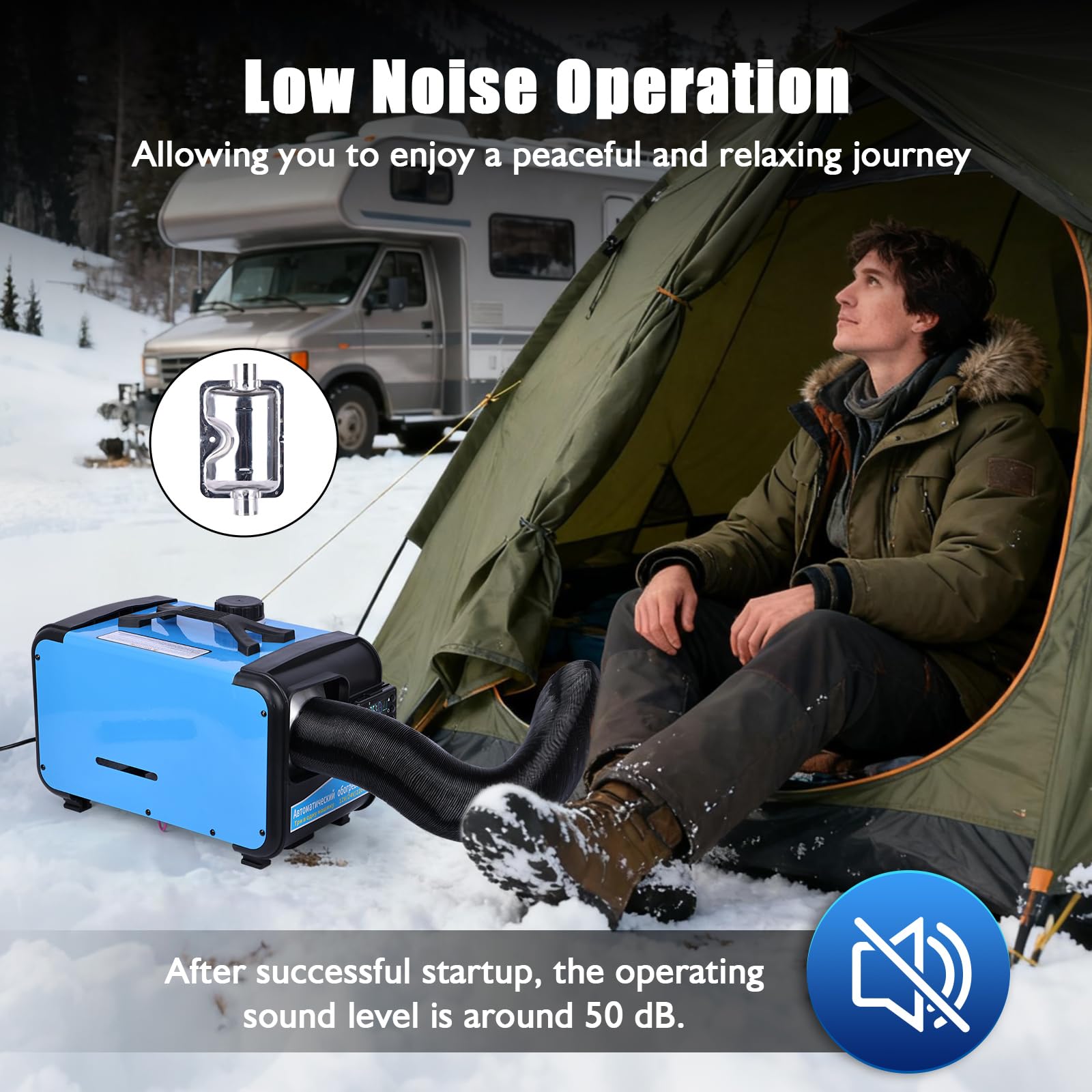 Nexalite Riscaldatore a Gasolio 8 kW con Bluetooth,Telecomando, 12/24V DC & Adattatore AC, Funzione Alta Quota, Serbatoio da 5 L – Riscaldatore Diesel per Auto, Camper e Camion