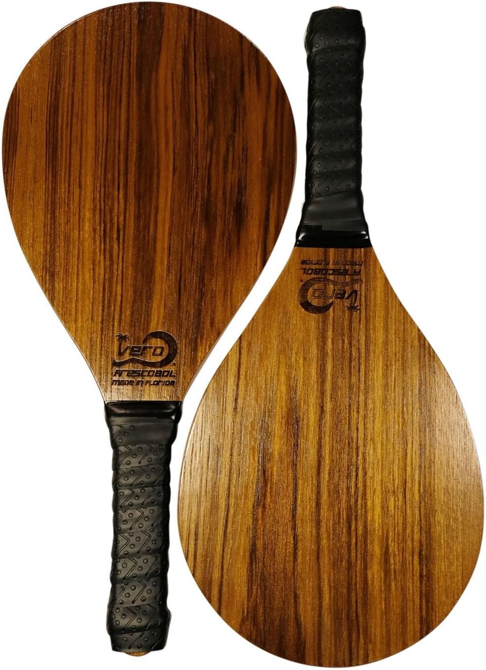 Frescobol Exotic Teak Wood Paddle Set, Official Ball, Beach Bag, Made in USA