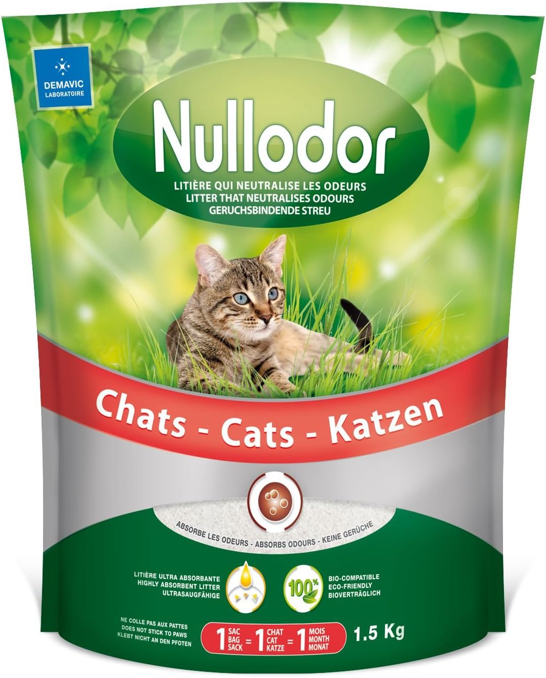 Nullodor Cat Litter, 1.5 kg - Economical, Highly Absorbent, Odorless, Long-lasting, For 1 Cat = 1 Month