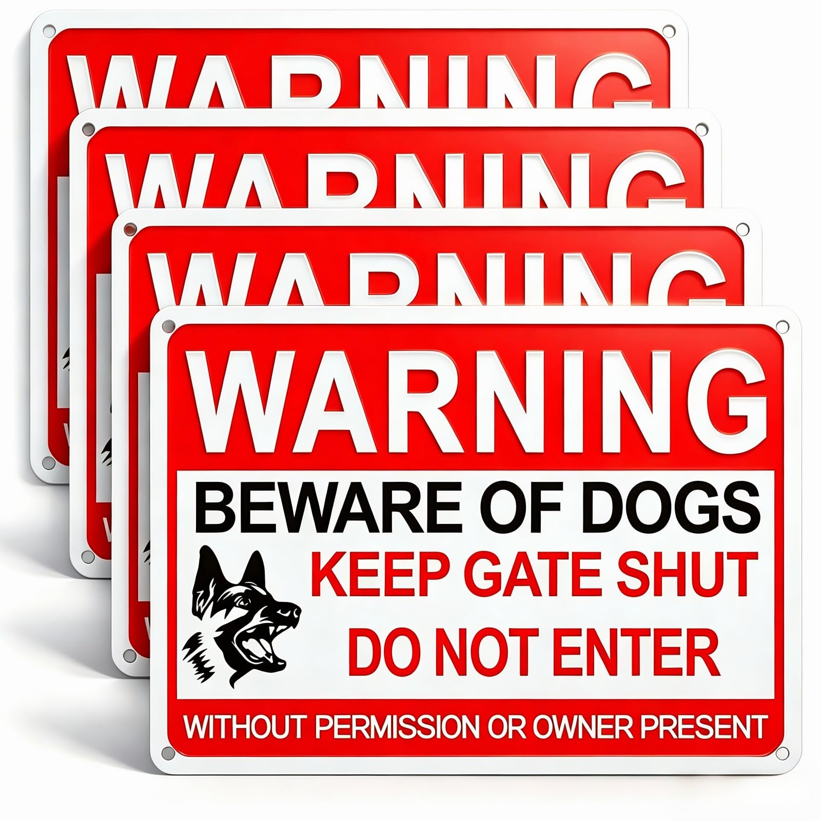 Photo 1 of 1 Pack Beware Of Dog Sign,12x8 Inches, With Reflective Material, Anti-Rust Aluminum Metal Logo, Keeping Doors Closed, Private Property Without Intrusion Signs, Durable/Weather Resistant