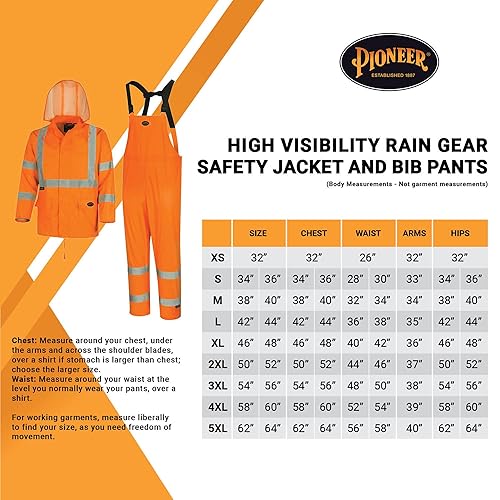 Miniatura 6 de Pioneer Chaqueta de seguridad y pantalones con peto de alta visibilidad, impermeable, traje de trabajo de PVC reflectante para hombre, naranja y