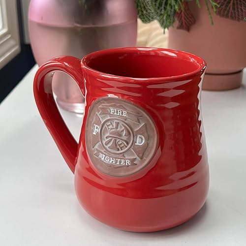 Miniatura 2 de Abbey Gift Taza de cerámica de bomberos, color rojo y marrón, 4.4 in
