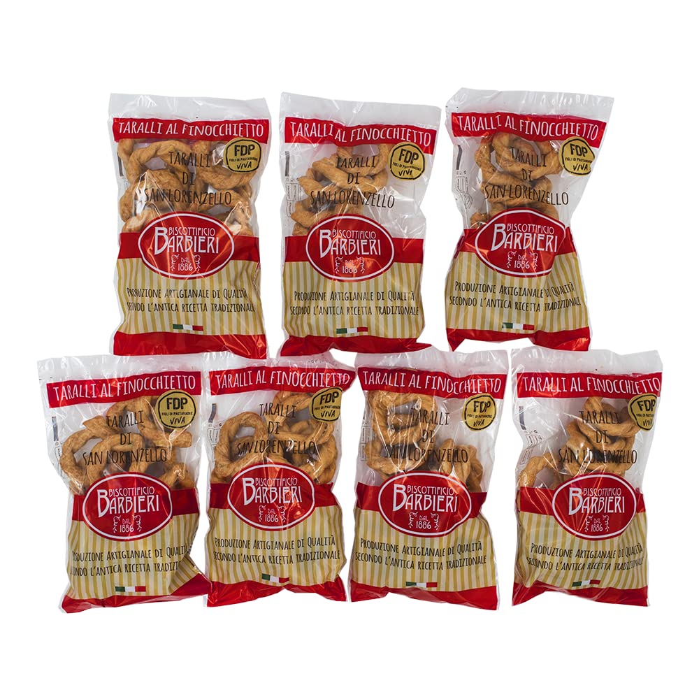 EVOM Taralli with Fennel, Pack of 7 of 300g Each, Vegan, Lactose-Free, Ideal for Snacks, Snacks, aperitifs, Campanian Artisan Product - Sannita, Made in Italy, Brown