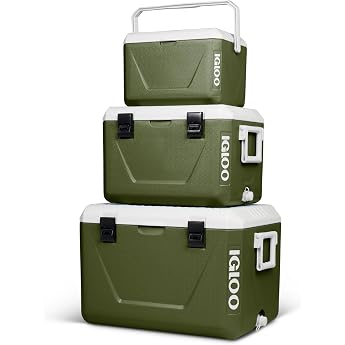IGLOO Stackable Passive Cool Boxes Set 55L + 27L + 11L - Space Saving Camping Cool Boxes, Robust &amp; Lightweight, Ideal for Pic