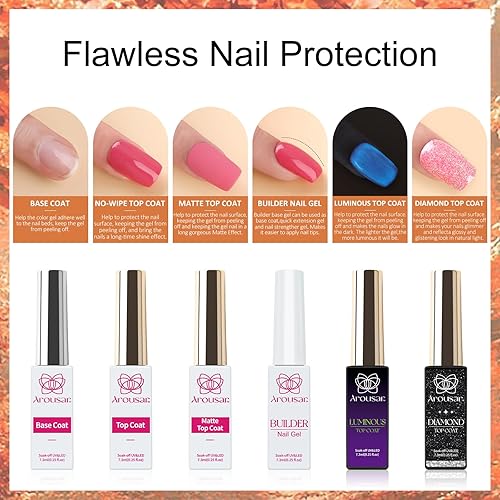 Miniatura 7 de Arousar Kit de esmalte de gel, juego de 48 esmaltes de uñas para Navidad, 42 colores de invierno, color nude, marrón, plateado, rosa, café, kit de