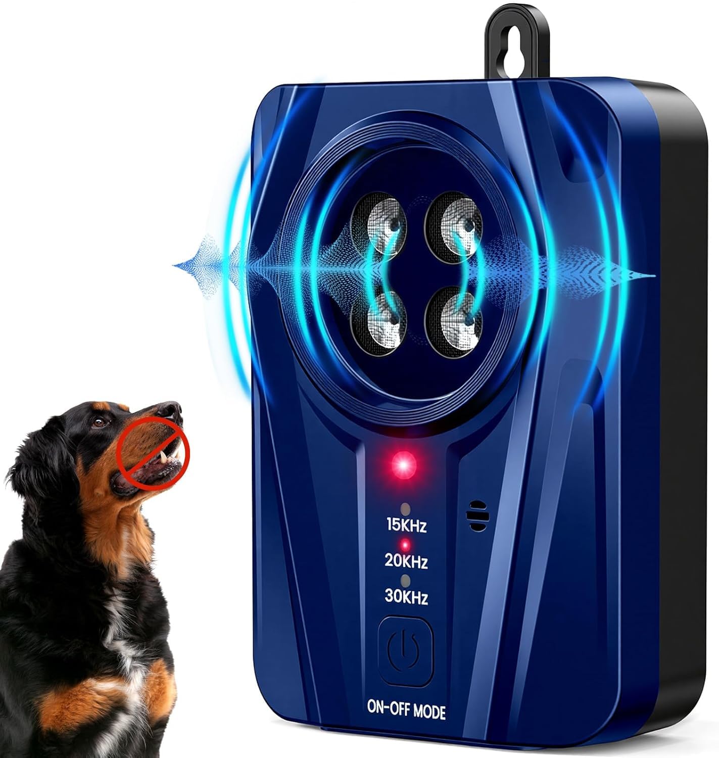 Dispositivo antiladridos, dispositivos disuasivos ultrasónicos de mano para perros con doble frecuencia, rango efectivo de 16.4 pies, dispositivo de ladridos de perro para entrenamiento en