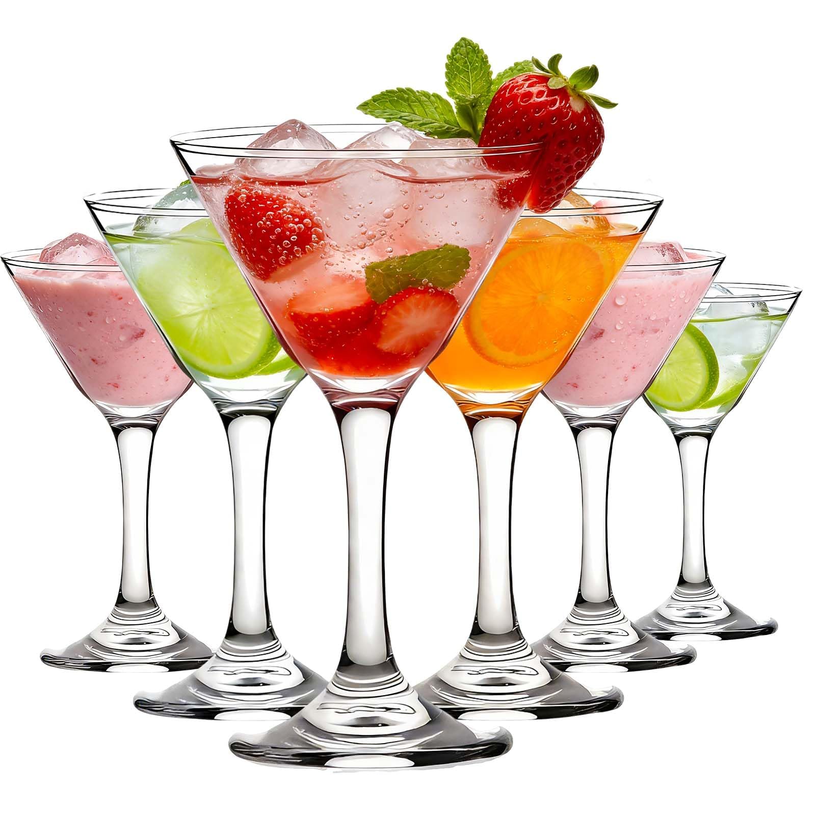 MYKAGS Set of 6 Elegant 160ML Martini Cocktail Glasses with Handle Handcrafted Crystal Drinkware, Ideal for Parties and Celebrations