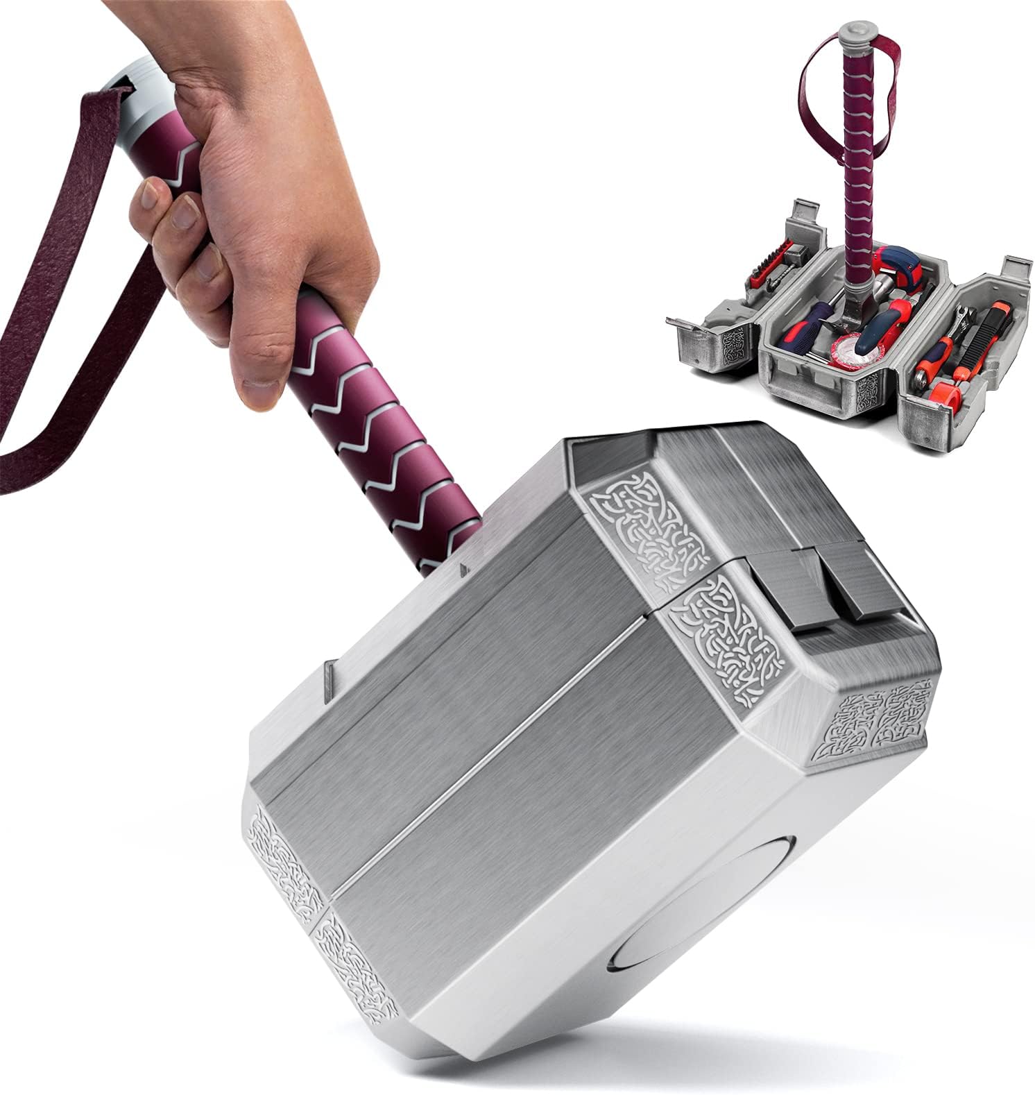 Massworch Hammer Tool Kit,Home Repair Tool Set Multifunctional Thor's Hammer Tool Box, DIY Hand Tool Novelty Marvel Holiday Gift