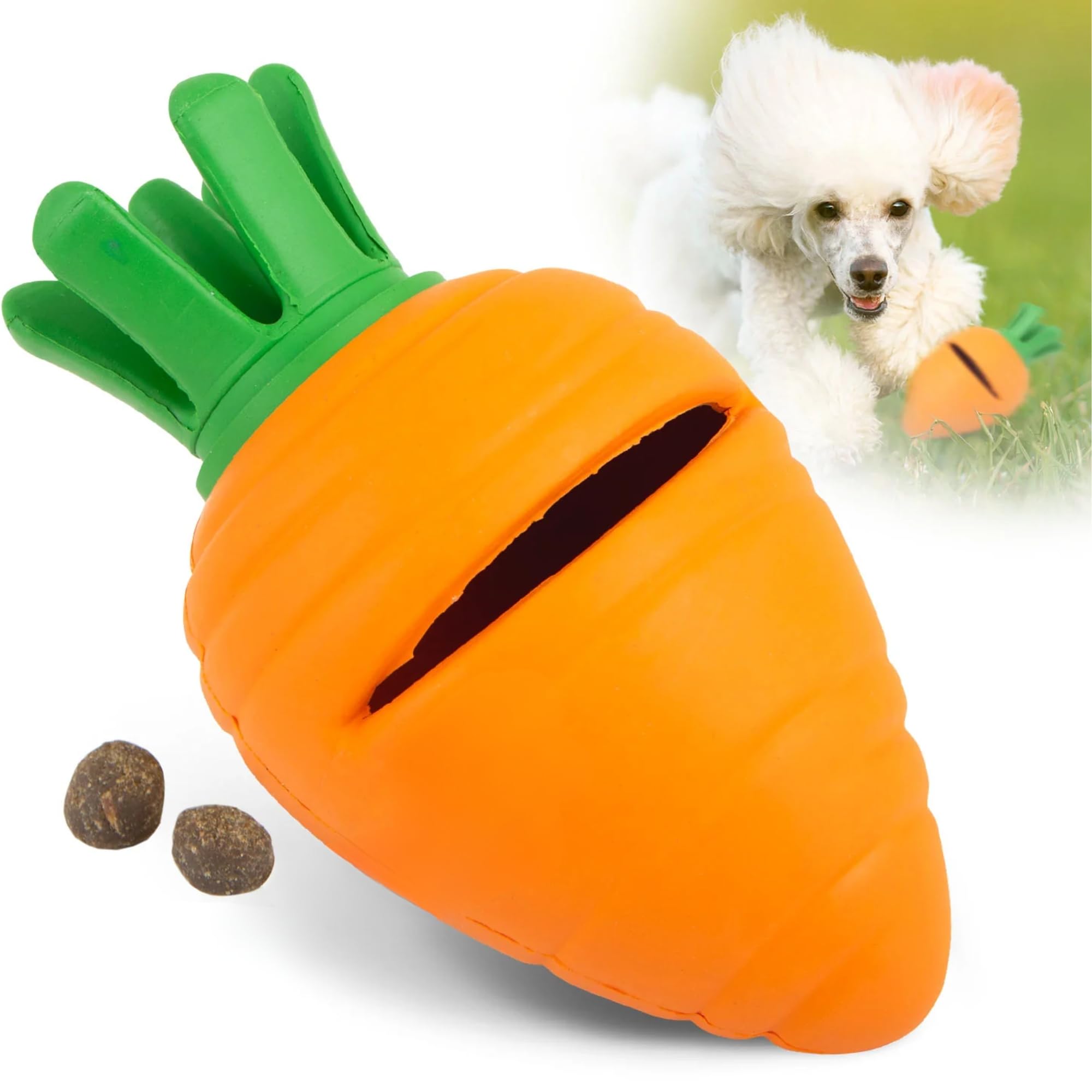 Jeffers Pet Natural Rubber Dog Chew Toy – Carrot, Medium - Treat Dispensing, Vanilla Scent, Durable, Non-Toxic, Dishwasher Safe, Interactive Fetch &