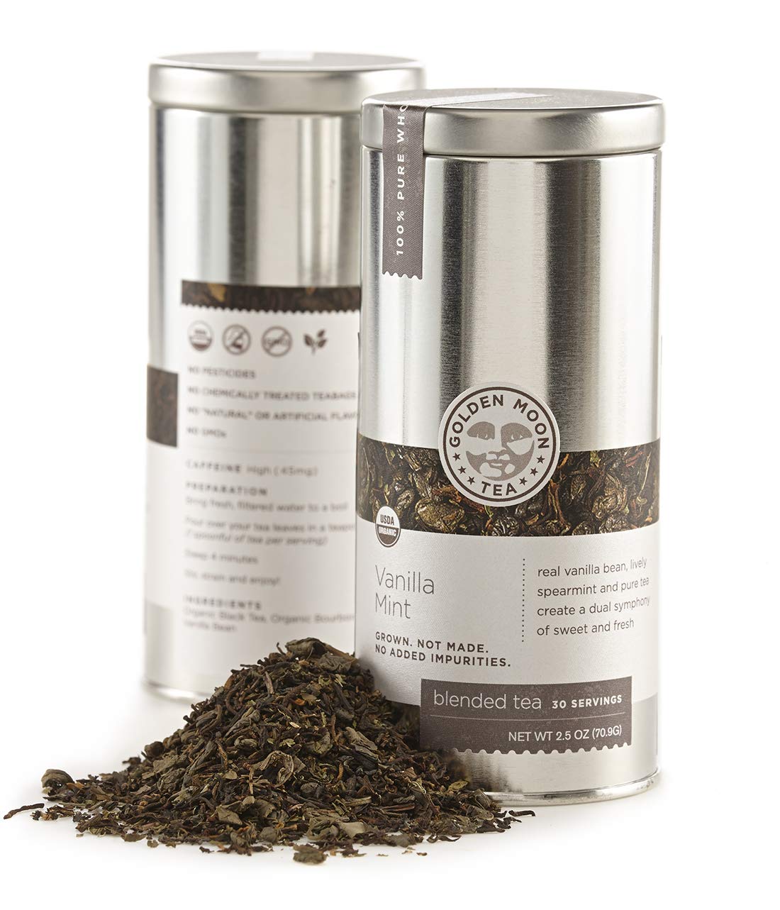 Golden Moon Tea Organic Vanilla Mint Tea - Loose Leaf, Non-GMO - 1 Pound (192 Servings)