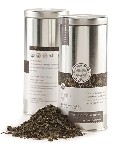 Miniatura 5 de Golden Moon Tea Té orgánico de menta y vainilla  Hoja suelta, sin OMG  1 onza