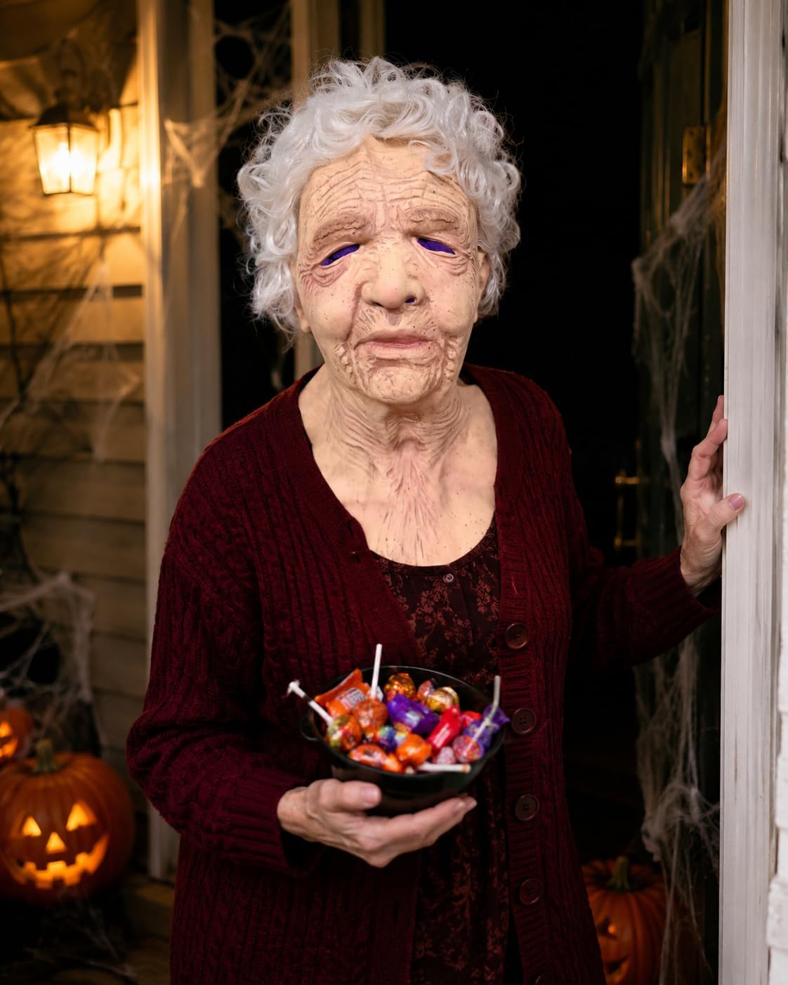 Realistic Old Man Mask Full Head Halloween Latex Scary Mask for Women