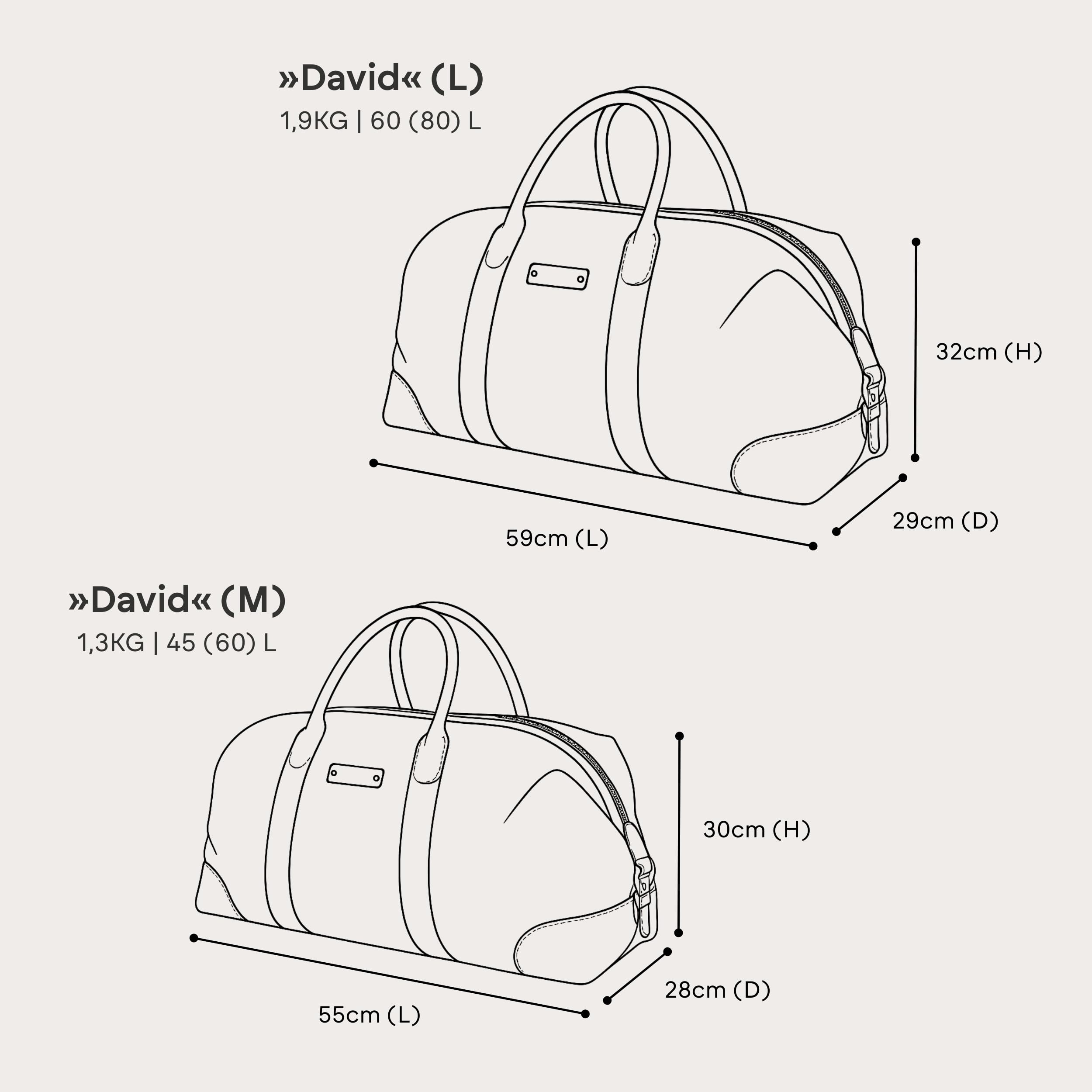 DRAKENSBERG Leder Weekender 'David' (55cm) Reisetasche Herren Damen, Vintage Design, erweiterbar | 45L, Havanna-Braun, DR00306-M