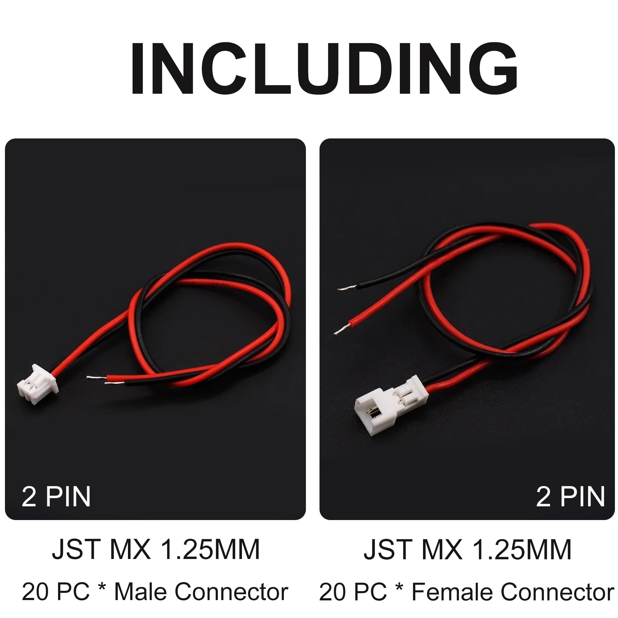 Amazon.com: XUGERIP JST MX 1.25mm 2 Pin Connector, 20 PCS Male