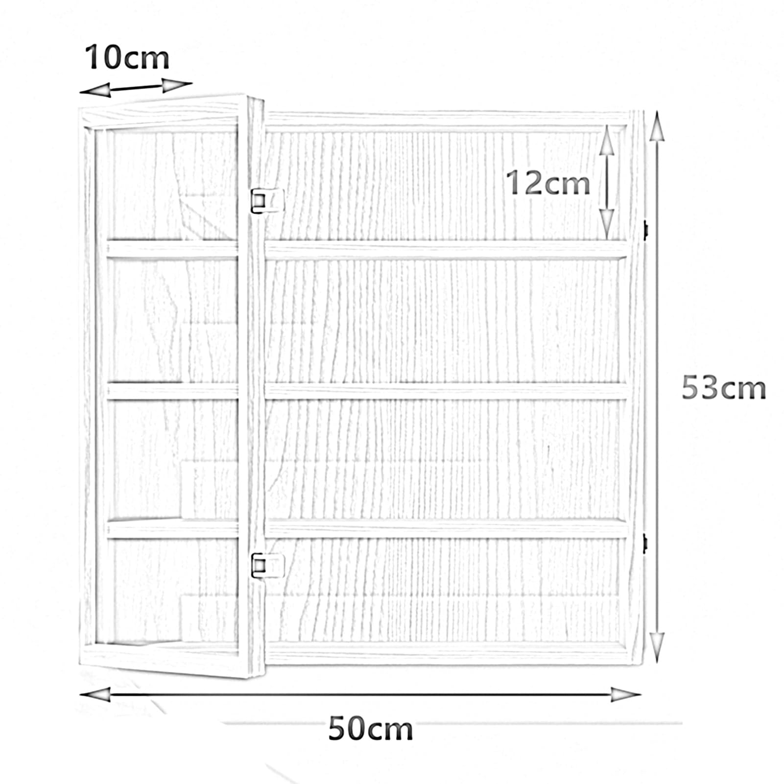 Vetrina in legno a 8 strati per oggetti da collezione, giocattoli e figure, mensola portaoggetti da parete per casa, soggiorno, camera da letto e ufficio (50 x 10 x 53 cm)