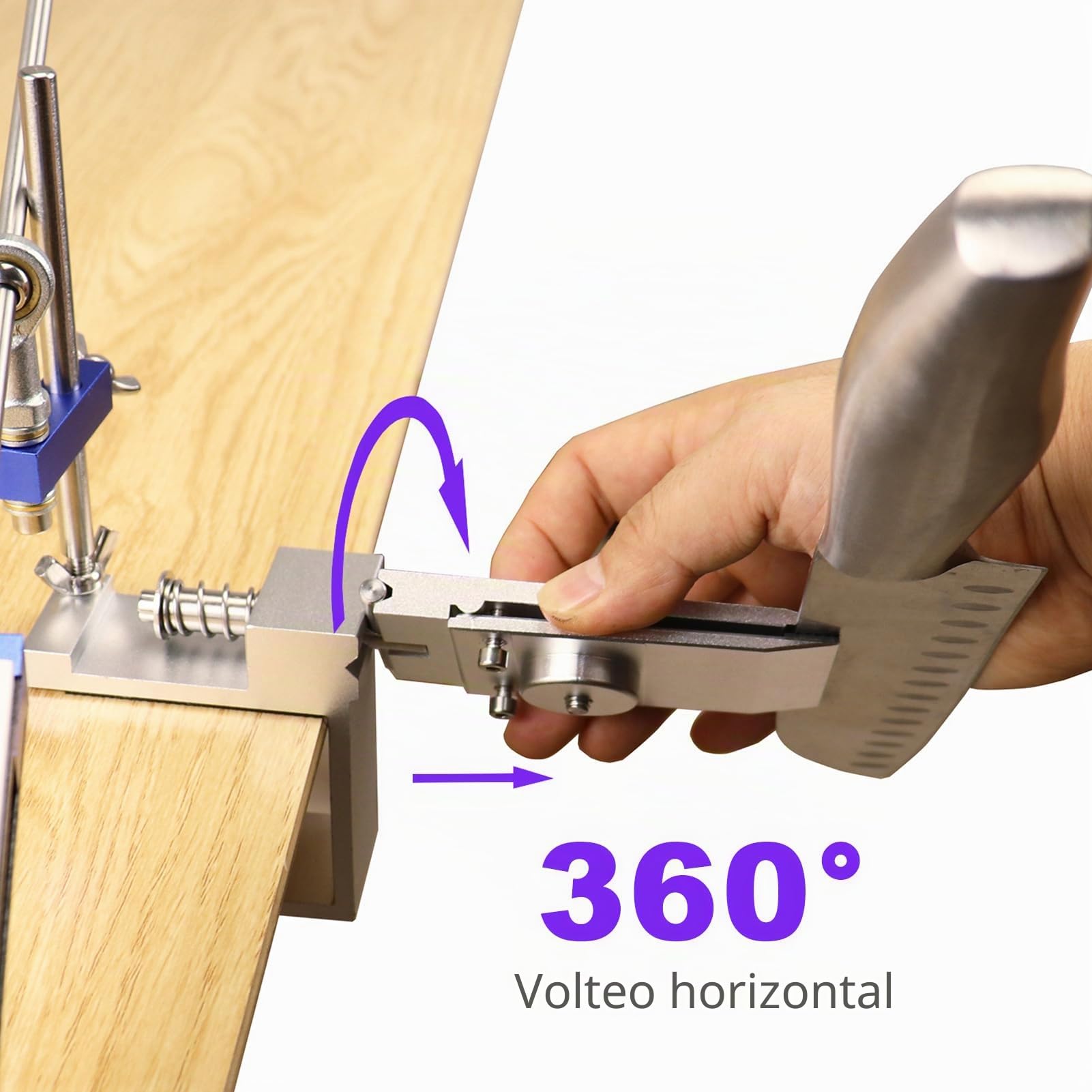 Fockety Afilador de Cuchillos, de Afilado de Cuchillos Guiado por Rotación de 360° con Piedras de Afilar de Diamante de Grano 150 400 800 2000, Kit de Afilado de (Con 4 piedras de afilar de diamante)
